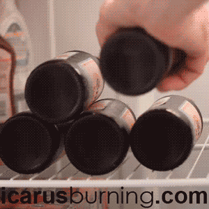 GIF of how to stack beer in the fridge
